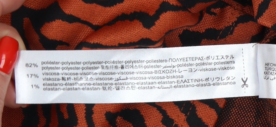 Bershka Women's Orange Zebra Slip Dress Size 12