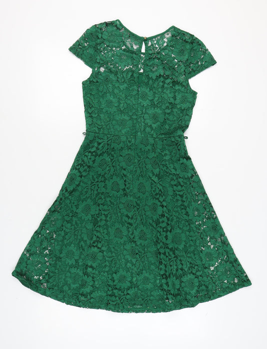 Dorothy Perkins Women's Green Lace A-Line Dress - Size 6