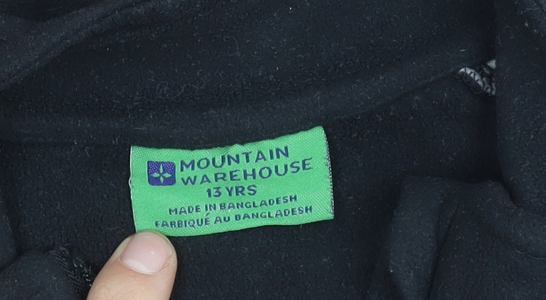Mountain Warehouse Boys Black Fleece Jacket 13Y, Full Zip