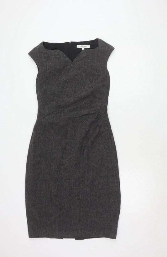 Additional front view of L.K. Bennett Women's Grey Pencil Dress, size 10