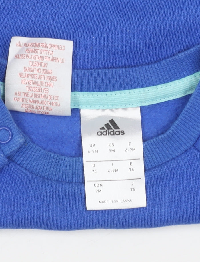 Adidas Blue Unisex Baby Pullover Jumper 6-9 Months