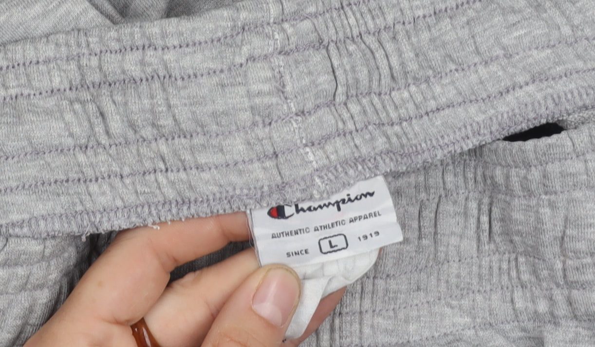 Champion Men's Grey Track Pants, L, Elastic Waist, Jersey