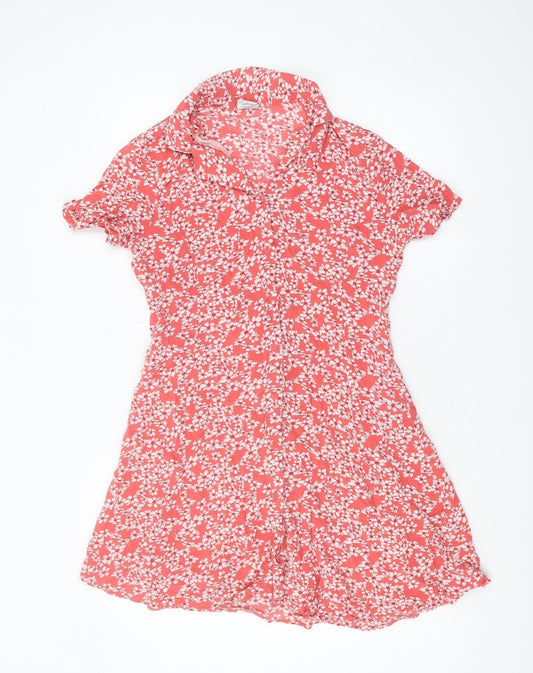 Additional front view of Jacqueline de Yong Women's Red Floral Shirt Dress