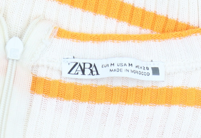 Zara Women's White Striped Playsuit M