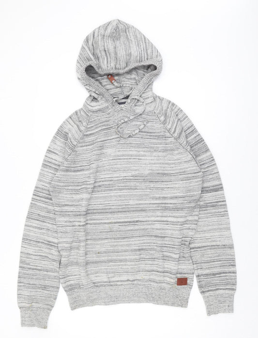 Old Khaki Men's Grey Hooded Pullover Jumper Size L