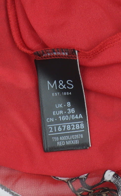 Marks and Spencer Women's Red Size 8 Geometric Skirt