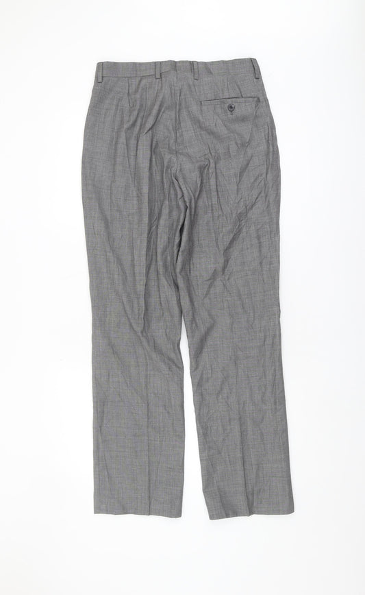 T.M.Lewin Men's Grey Wool Trousers, Size 36, Formal Wear