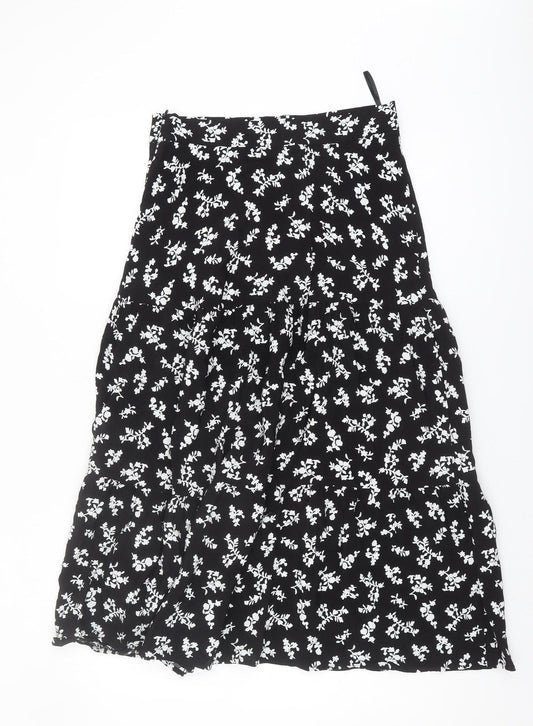 Marks and Spencer Women's Black Floral Skirt Size 10