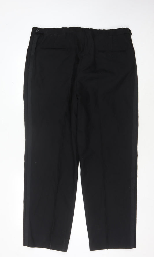 Aquascutum Men's Black Trousers, 46, Classic Fit