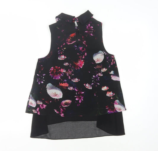 Coast Women's Black Floral Sleeveless Blouse Size 6