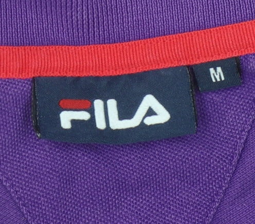 Close-up detail of Fila unisex purple polo shirt -, size M, comfortable casual