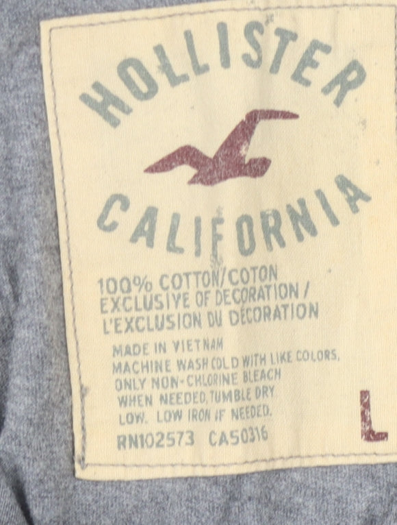 Hollister Men's Grey Polo Shirt L Cotton Casual