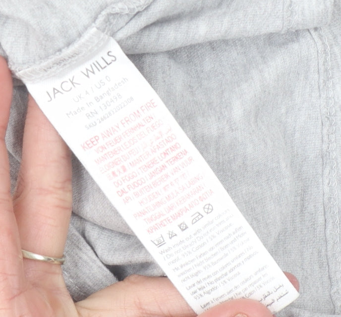 Jack Wills Women's Grey Crew Neck T-Shirt Size 4