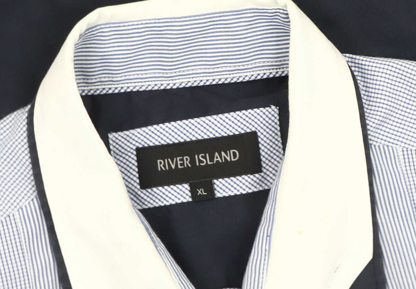 River Island Men's Blue Striped XL Casual Shirt