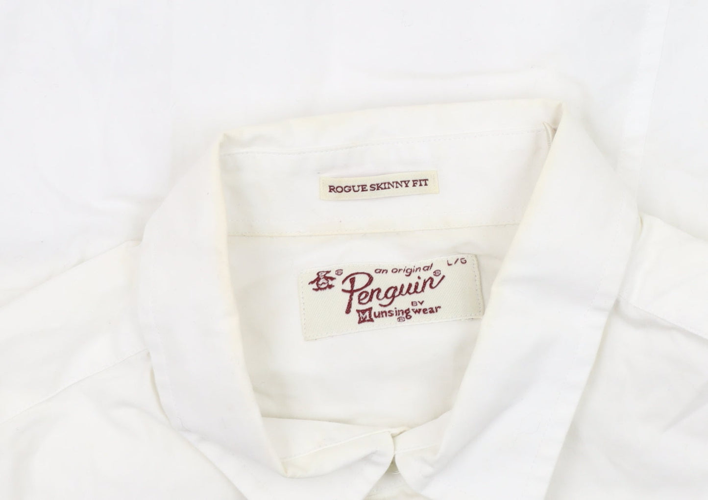 Penguin Men's White Slim Fit Button-Up Shirt L