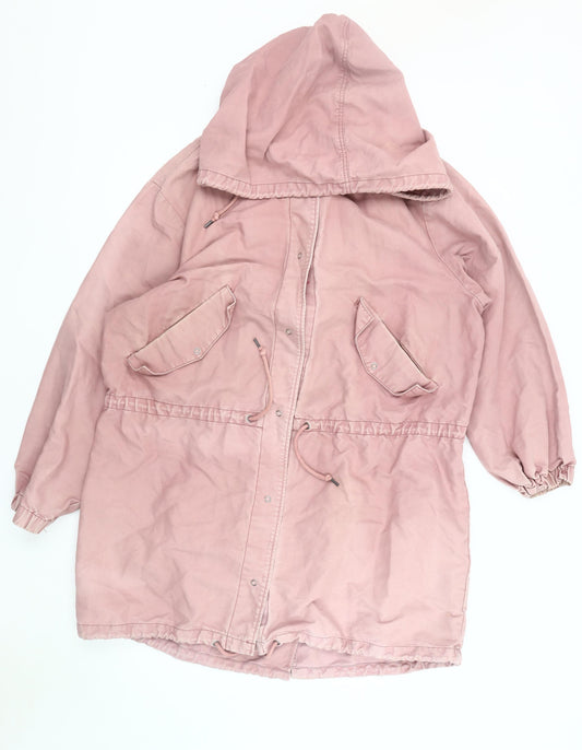 Womens UK Size XS Monki Pink Parka Coat