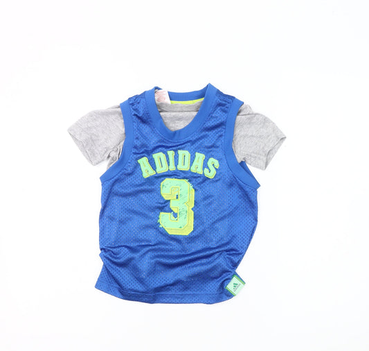 Additional front view of Adidas boys’ blue tank top jersey 5-6 years