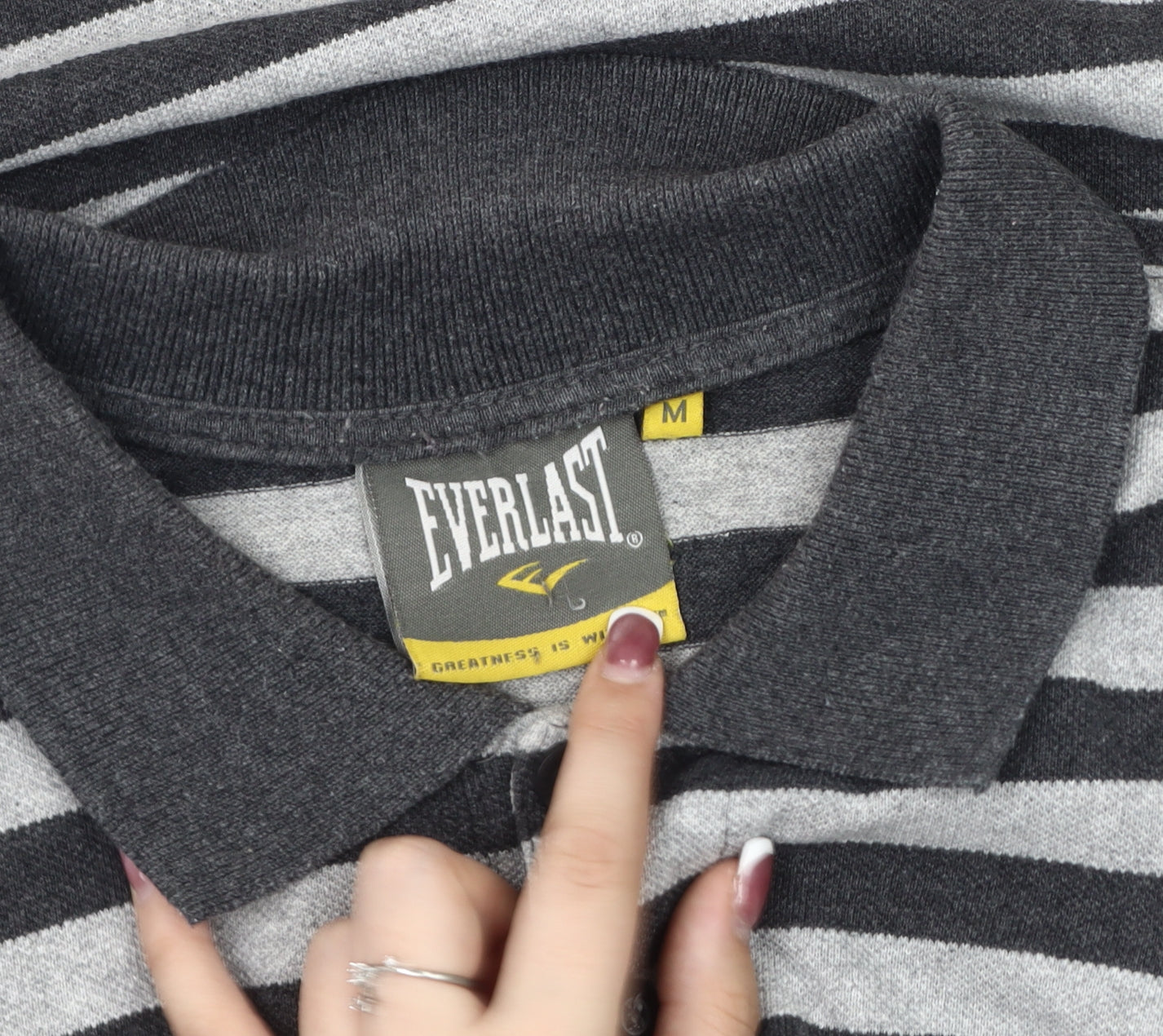 Everlast Men's Grey Striped Polo M, Breathable