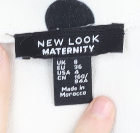 New Look Maternity Polka Dot Blouse, Size 8, Black, Casual