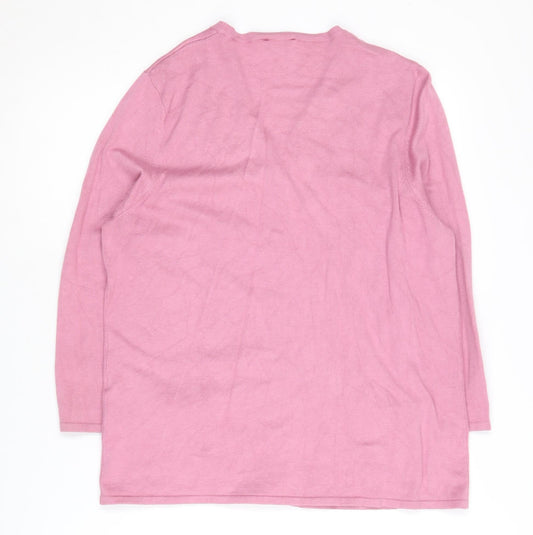 Eastex Women's Pink Cardigan, Size 12, Embroidered V-Neck