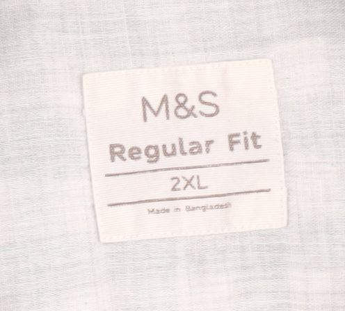 Marks and Spencer Men's Green Check Shirt 2XL
