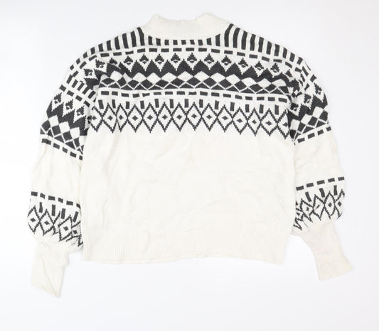 Ann Taylor Women’s White Geometric Pullover Jumper S