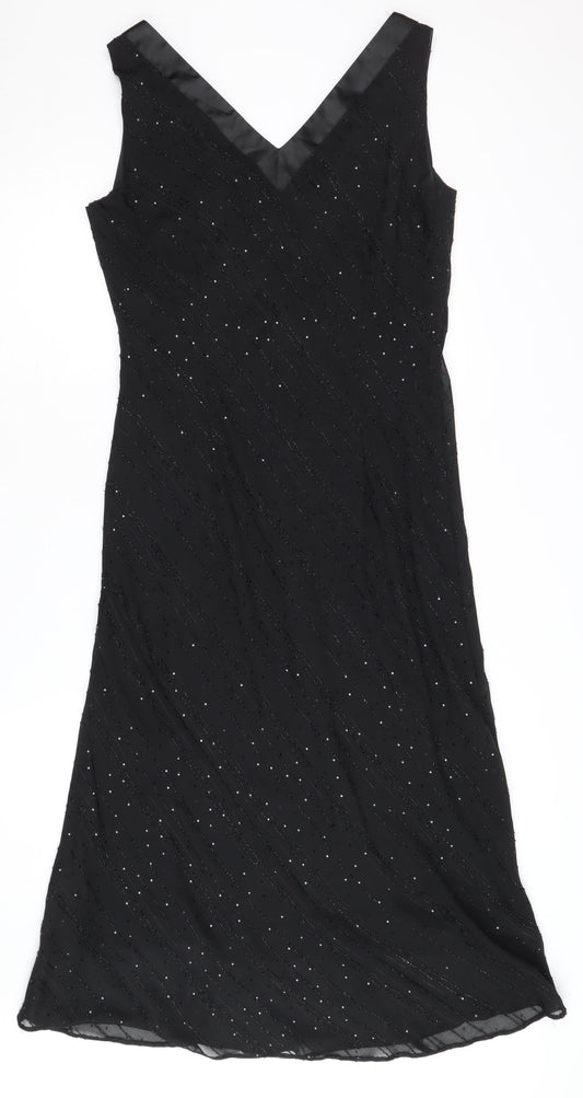 Bonmarché Women's Black Sequin Sleeveless Dress Size 14