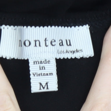 Monteau Women's Black Dress M with Puff Sleeves