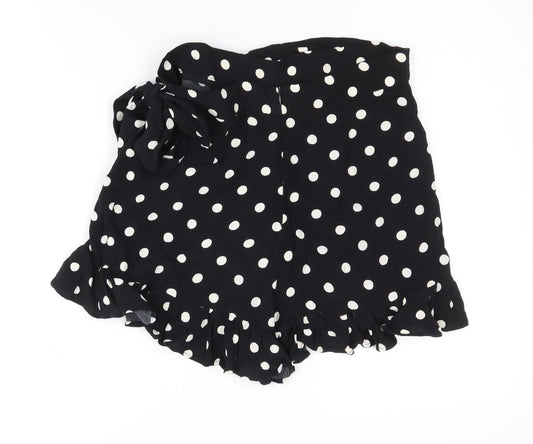 Zara Women's Black Polka Dot Wrap Shorts, Size M