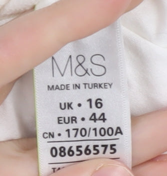 Womens UK Size 16 Marks and Spencer White Basic Button-Up