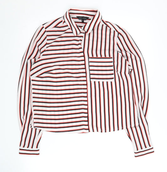 New Look Women's Multicoloured Striped Button-Up Shirt