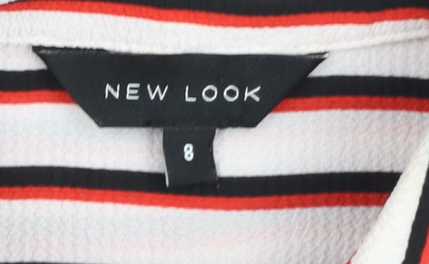 New Look Women's Multicoloured Striped Button-Up Shirt