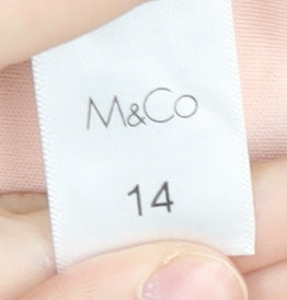 M&Co Women's Pink Polka Dot Blouse Long Sleeve Size 14