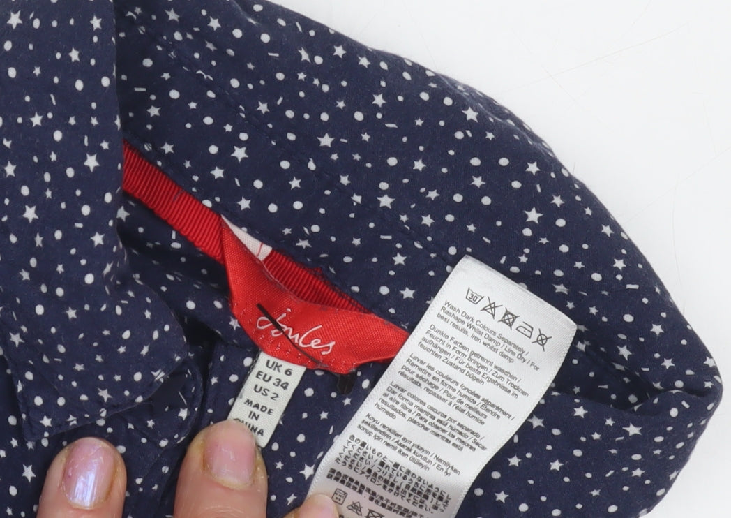 Womens UK Size 6 Joules Blue Basic Button-Up