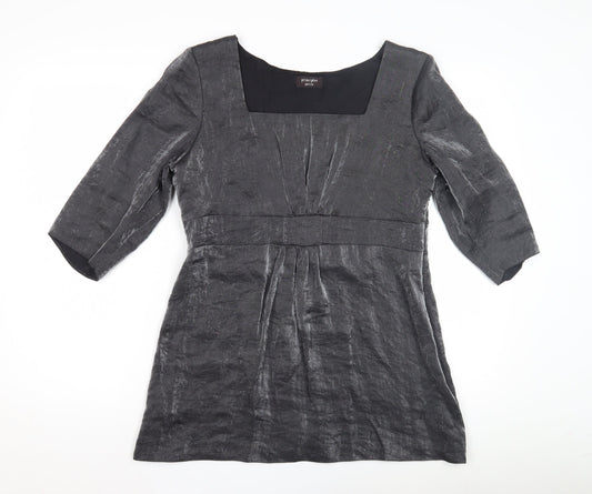 Additional front view of Principles Women's Grey Tunic, size 14, Petite, Square Neck