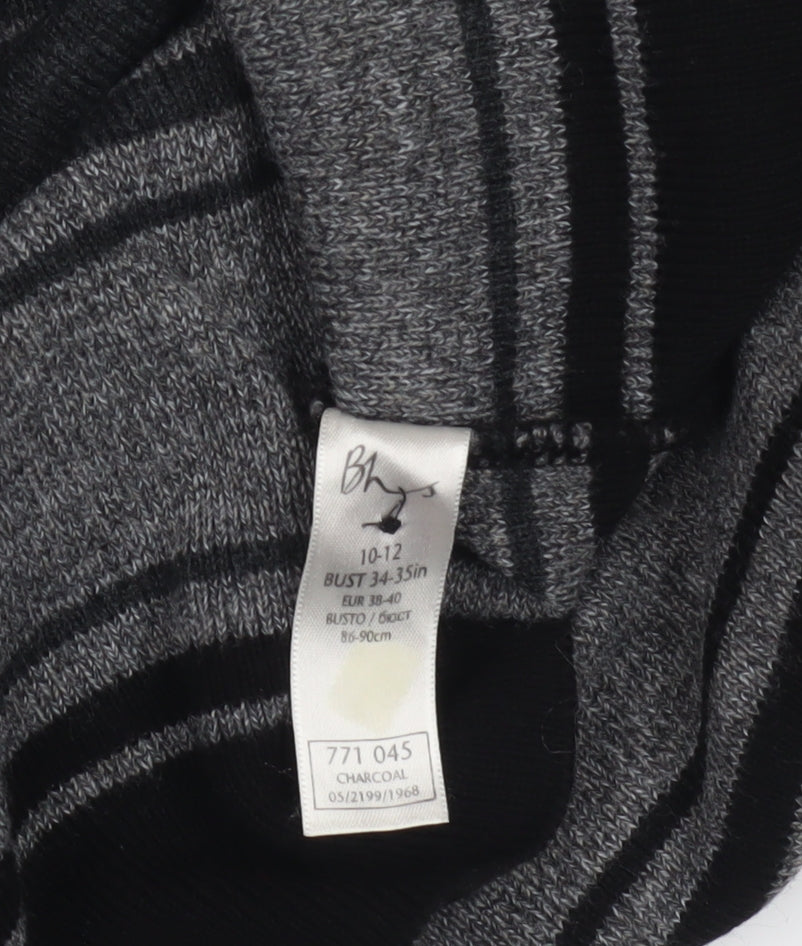 BHS Women's Grey Striped Cardigan, Size 10, Wool Blend