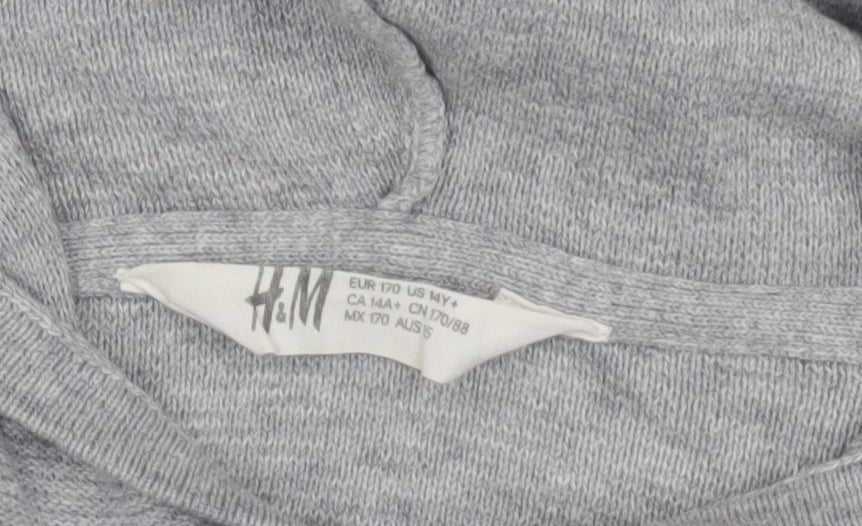 H&M Teens Grey Pullover Hoodie, Size 14, Casual Wear