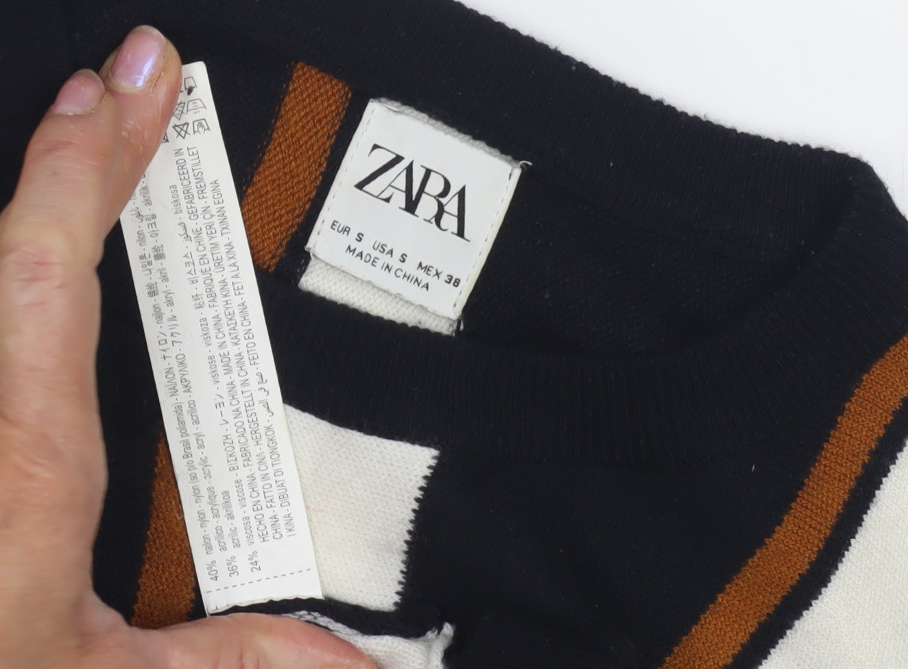 Womens UK Size 10 Zara Multicoloured Pullover Jumper