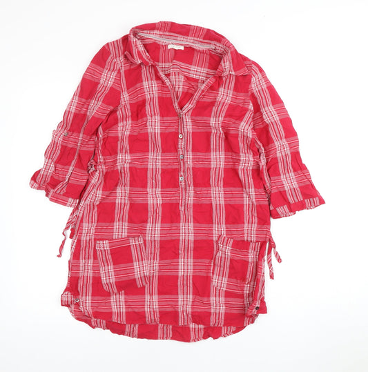 Additional front view of Wallis Red 3/4 Sleeve Collared Shirt Dress, size 10