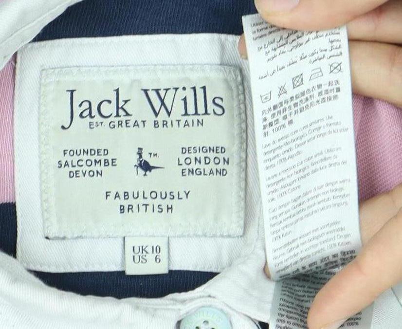 Jack Wills Women's Striped Shirt Dress, Pink/Navy, Size 10