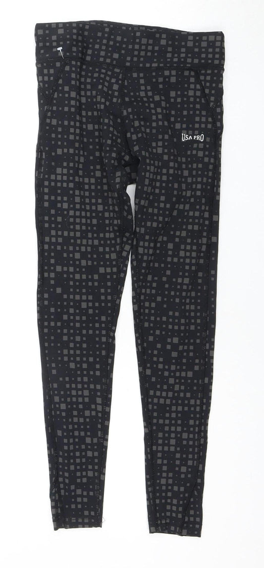 USA Pro Women's Black Geometric Leggings Size 6