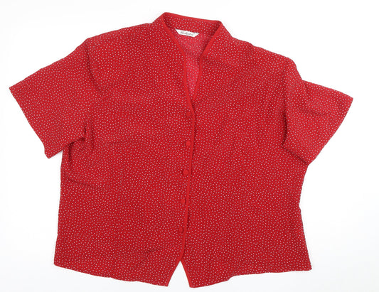 Womens UK Size 16 Berkertex Red Basic Button-Up