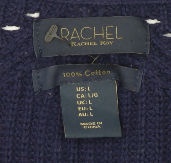 Rachel Roy Women's Blue V-Neck Cardigan L