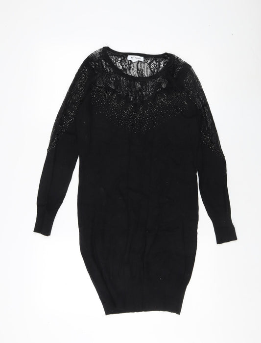 Womens UK Size M Wild Flower Black Pullover Jumper