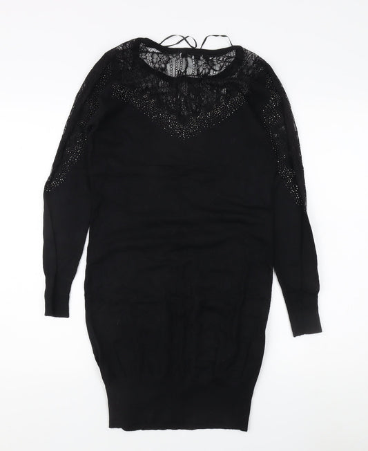 Womens UK Size M Wild Flower Black Pullover Jumper