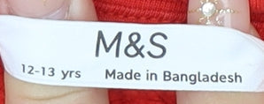 Marks and Spencer Girls Red Full Zip Hoodie 12-13 Years