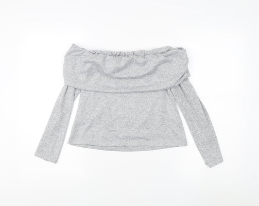 Miss Selfridge Grey Off Shoulder Blouse, M, Women's Casual Top