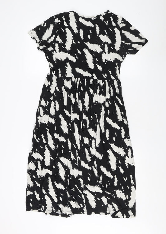 Simply Be Women's Black Animal Print Dress Size 10