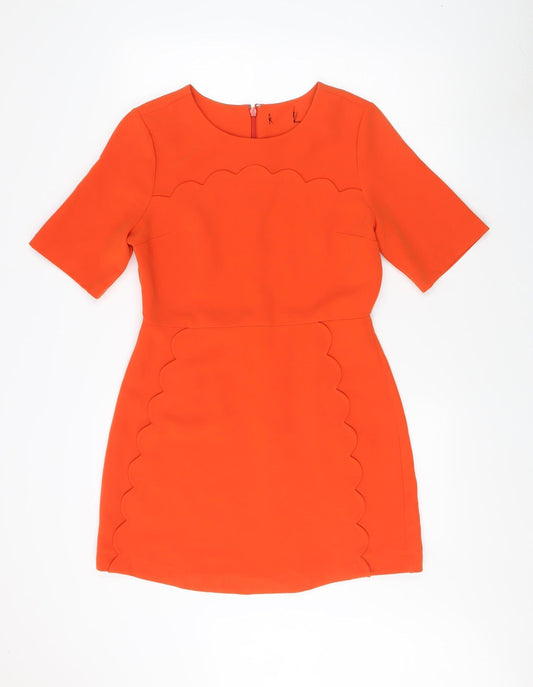 Topshop Women Orange Half Sleeve Short Dress
