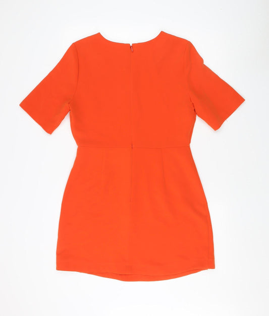 Topshop Women Orange Half Sleeve Short Dress